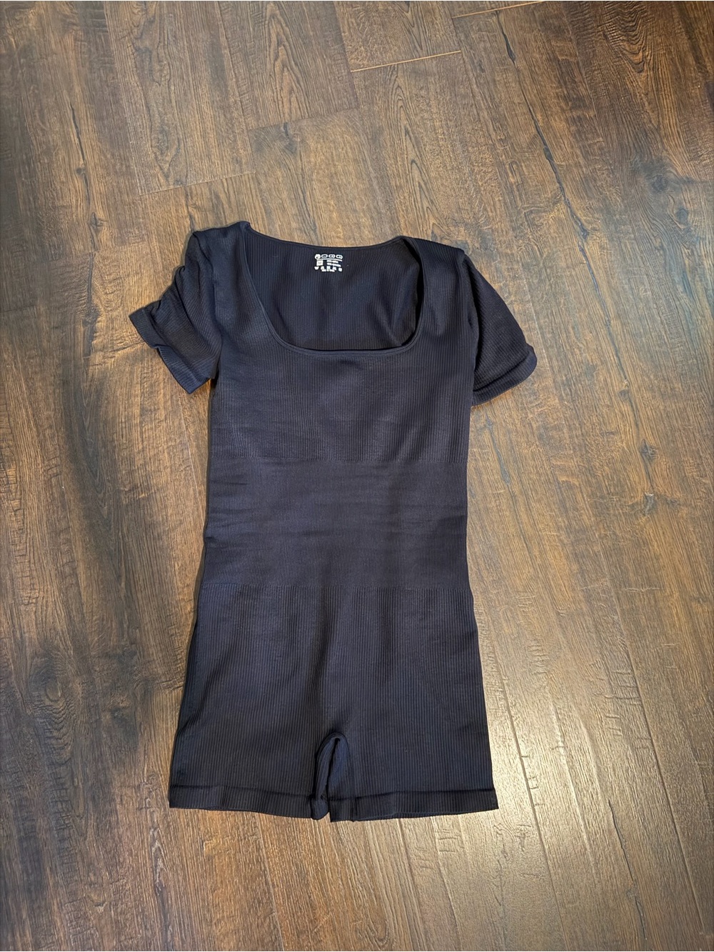 Amazon Black Ribbed Short Sleeve Romper